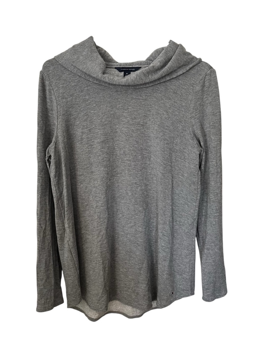 Tommy Hilfiger Heather Gray Cowl Neck Lightweight Long Sleeve Sweater Top